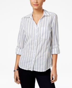 Style & Co Petite Cotton Striped Shirt, Only At Macy's