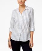 Style & Co Petite Cotton Striped Shirt, Only At Macy's