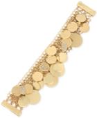 Kenneth Cole New York Gold-tone Pave Shaky Disc Mesh Bracelet