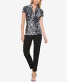 Dkny Printed Faux-wrap Top