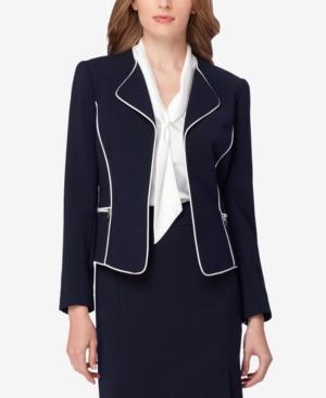Tahari Asl Petite Piped-trim Blazer