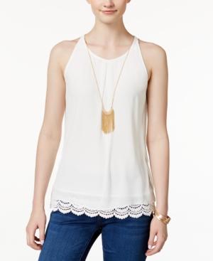 Bcx Juniors' Sleeveless Necklace Blouse