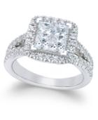 Diamond Square Cluster Engagement Ring (2-1/5 Ct. T.w.) In 14k White Gold