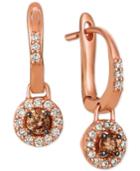 Le Vian Chocolate & Nude Diamond Halo Drop Earrings (1/2 Ct. T.w.) In 14k Rose Gold