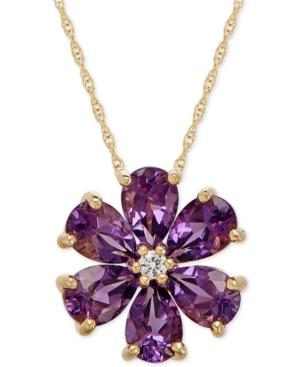 Amethyst (2-1/10 Ct. T.w.) & White Topaz Accent Flower Pendant Necklace In 14k Gold