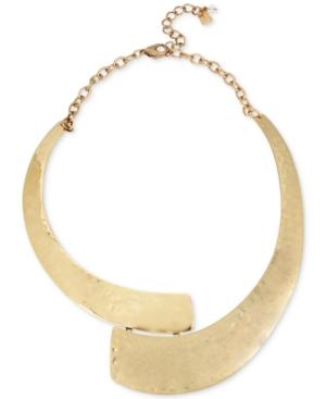 Robert Lee Morris Soho Gold-tone Hammered Collar Necklace, 6 + 3 Extender