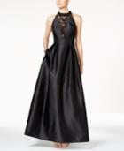 Adrianna Papell Embellished Mikado Satin Gown