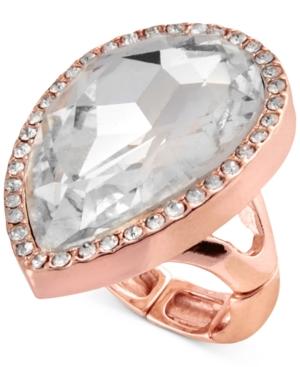Say Yes To The Prom Rose Gold-tone Large Crystal Stretch Ring