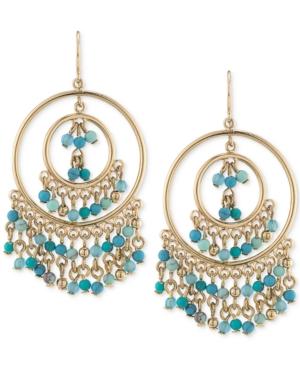 Carolee Gold-tone Beaded Gypsy Hoop Earrings