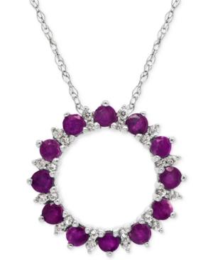 Amethyst (7/8 Ct. T.w.) And White Topaz (1/5 Ct. T.w.) Circle Pendant Necklace In Sterling Silver