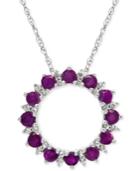 Amethyst (7/8 Ct. T.w.) And White Topaz (1/5 Ct. T.w.) Circle Pendant Necklace In Sterling Silver