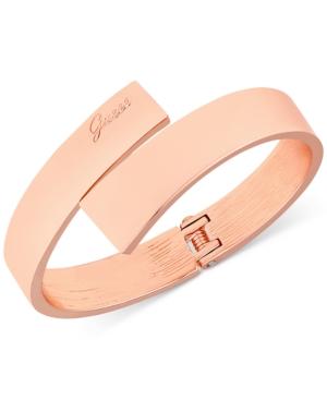Guess Rose Gold-tone Hinged Bangle Bracelet