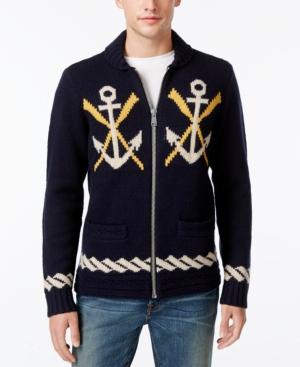 Tommy Hilfiger Men's Naval-themed Zip-front Cardigan
