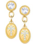 Swarovski Gold-tone Crystal Cross Drop Earrings