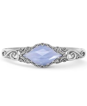 Carolyn Pollack Blue Lace Agate Cuff Bracelet In Sterling Silver