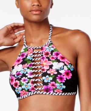 Jessica Simpson Botanica High-neck Lattice Bikini Top Women's Swimsuit