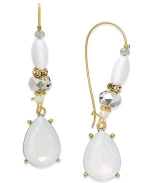 Inc International Concepts Gold-tone White Multi-stone Drop Earrings, Only At Macy's