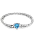 Blue Topaz (2-1/3 Ct. T.w.) And Diamond Accent Double Row Bracelet In Sterling Silver