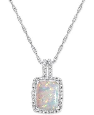 Lab-created Opal (7/8 Ct. T.w.) And White Sapphire (1/2 Ct. T.w.) Pendant Necklace In Sterling Silver