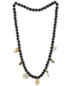 Rachel Rachel Roy Gold-tone Pave Multi-charm Black Beaded Necklace