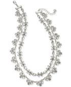 Charter Club Silver-tone Crystal Two-row Statement Necklace, 18 + 2 Extender, Created For Macy's