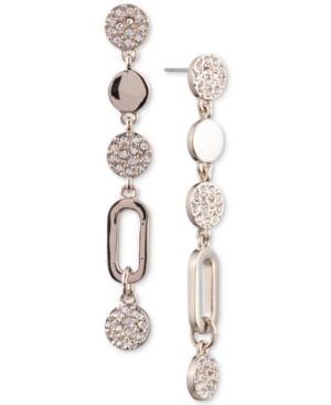 Dkny Gold-tone Link & Pave Disc Linear Drop Earrings, Created For Macy's