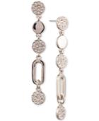 Dkny Gold-tone Link & Pave Disc Linear Drop Earrings, Created For Macy's