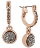 Kenneth Cole New York Rose Gold-tone Black Crystal & Druzy Stone Drop Earrings