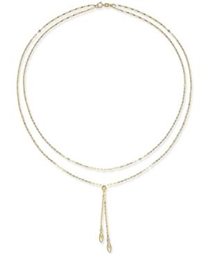 Double Layer Lariat Necklace In 14k Gold