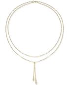 Double Layer Lariat Necklace In 14k Gold