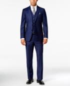 Tallia Men's Slim-fit Blue Pinstripe Vested Suit