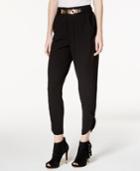 Material Girl Juniors' Cropped Ruched Soft Pants With Belt, Only At Macy's