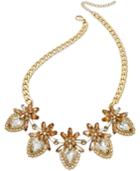 Abs By Allen Schwartz Gold-tone Crystal Flower Drama Necklace