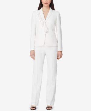 Tahari Asl Shawl-collar Ruffled Pantsuit