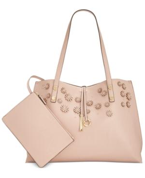 Calvin Klein Flower Applique Novelty Tote With Pouch