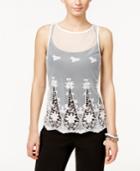 Karen Kane Embroidered Mesh Tank Top