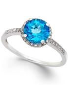 Blue Topaz (1-1/2 Ct. T.w.) And Diamond (1/8 Ct. T.w.) Ring In 14k White Gold