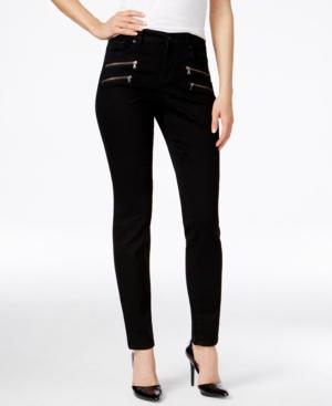 Style & Co Petite Zipper-pocket Black Rinse Wash Skinny Jeans, Only At Macy's