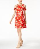 Jessica Howard Floral-print Cold-shoulder Dress