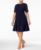 Jessica Howard Plus Size Lace-sleeve Fit & Flare Dress