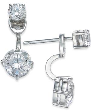 Eliot Danori Silver-tone Double Crystal Front Back Earrings
