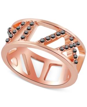 T Tahari Rose Gold-tone Pave Crystal Cut-out Ring