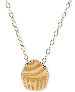 Tiny Cupcake 17 Pendant Necklace In 10k Gold