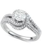 Diamond Twisted Halo Engagement Ring (1-3/4 Ct. T.w.) In 14k White Gold