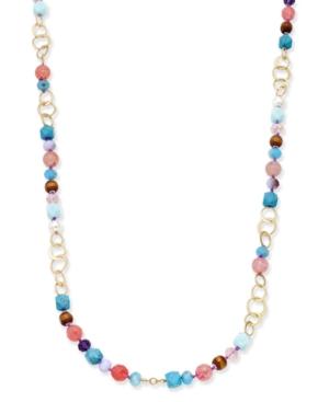 Lonna & Lilly Gold-tone Long Beaded Link Statement Necklace