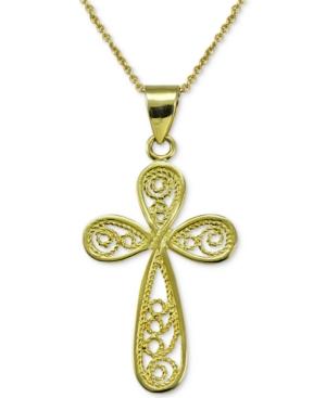 Rounded Filigree Cross In 18k Gold-plated Sterling Silver
