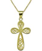 Rounded Filigree Cross In 18k Gold-plated Sterling Silver