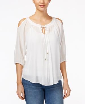 Bcx Juniors' Three-quarter-sleeve Cold-shoulder Blouse