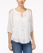 Bcx Juniors' Three-quarter-sleeve Cold-shoulder Blouse