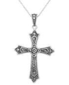 Genevieve & Grace Sterling Silver Necklace, Marcasite Slide Cross Pendant